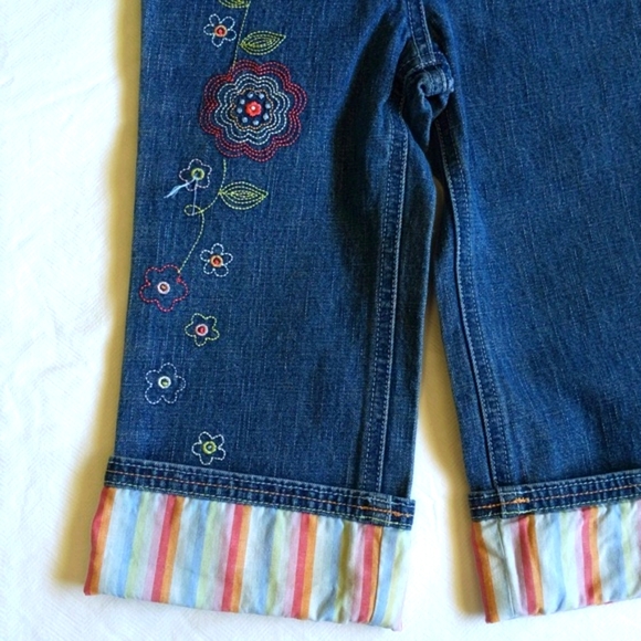 gymboree floral embroidered rolled cuff denim jeans 2T toddler girls - Picture 7 of 11